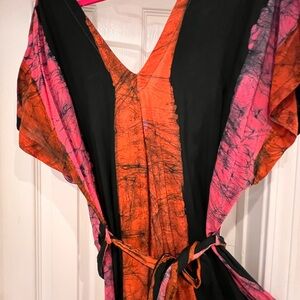 Osei-Duro Carmine Pink and Orange Batik Jumper